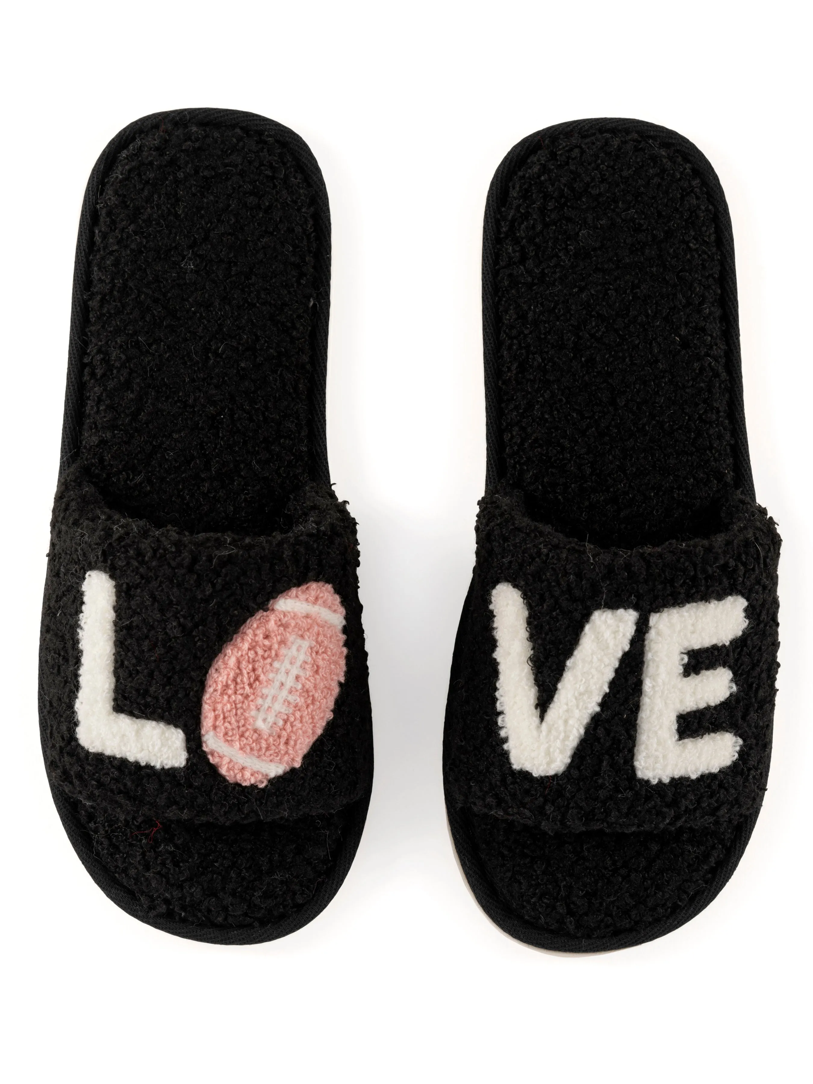 Shiraleah "Love" Game Day Slippers, Black