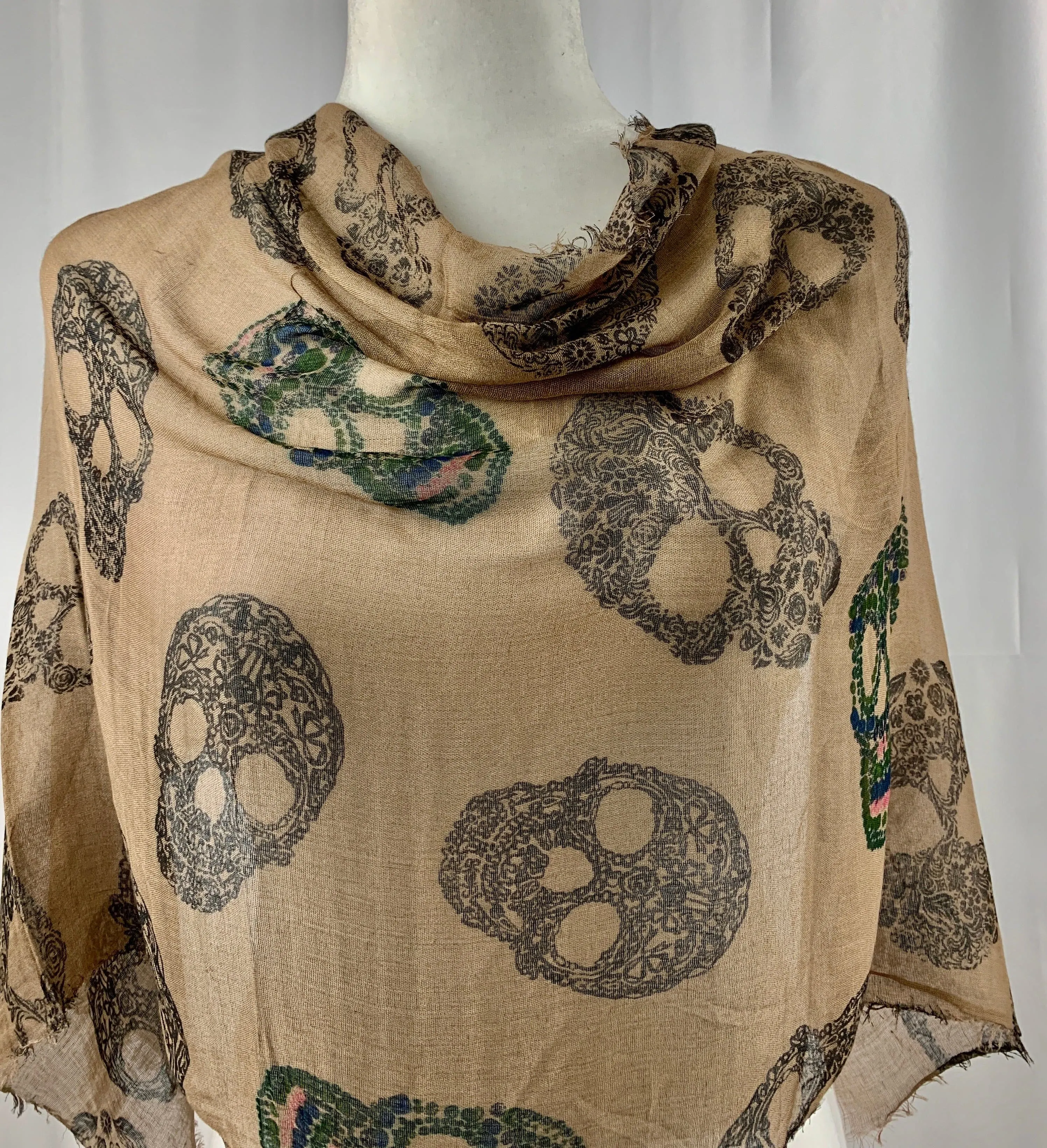 Taupe Sugar Skull Neck Scarf