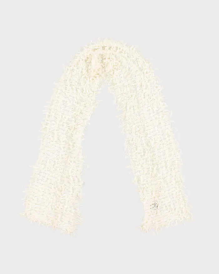 Vintage Cream Knit Fluffy Scarf