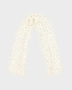 Vintage Cream Knit Fluffy Scarf