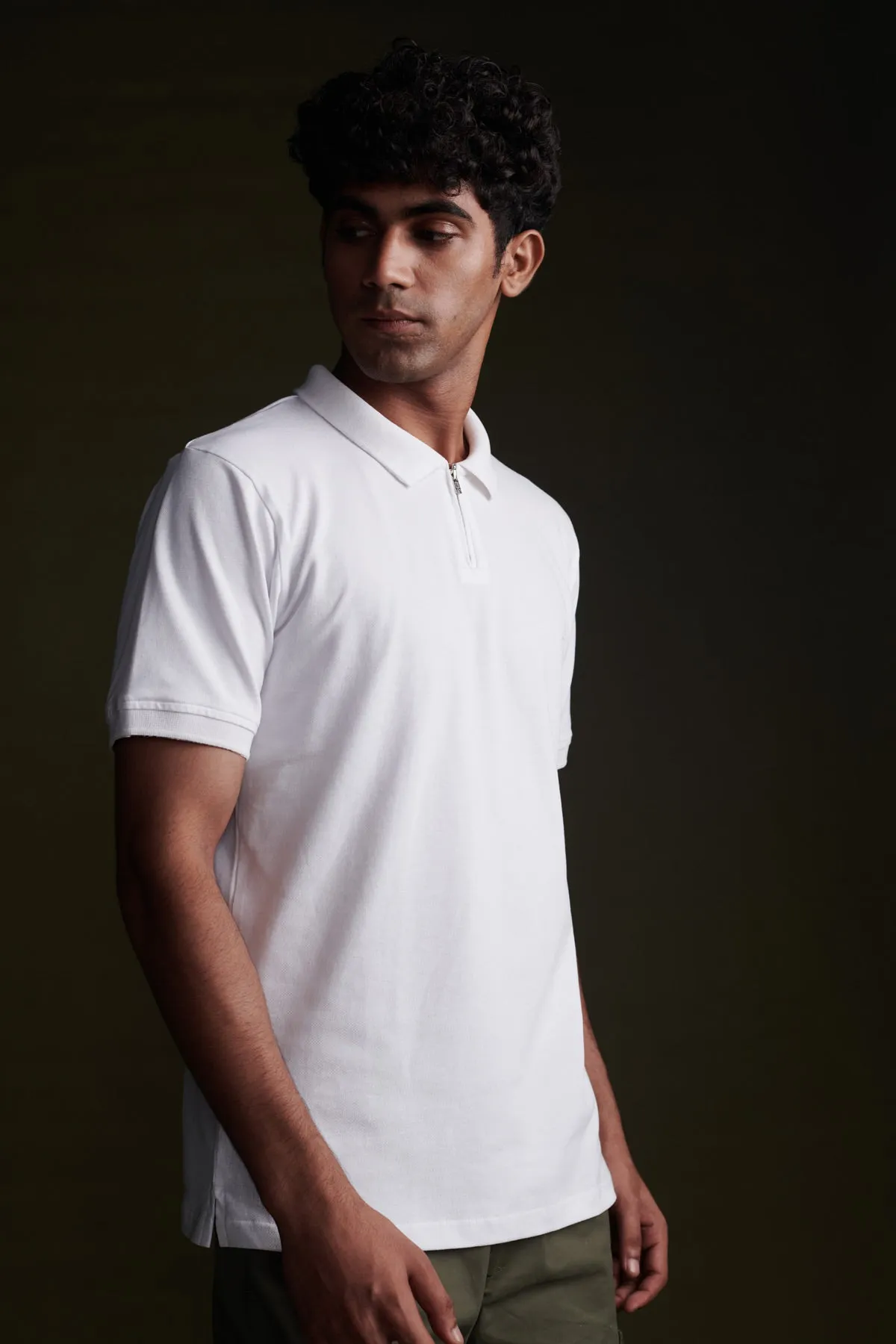 White Polo Half Sleeve