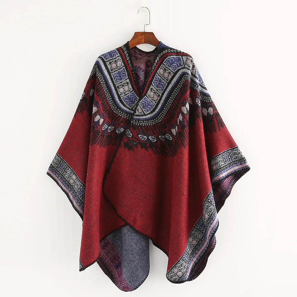 Women 130*150CM Vintage Ethnic Style Artificial Cashmere Scarf Winter Warm Long Shawl