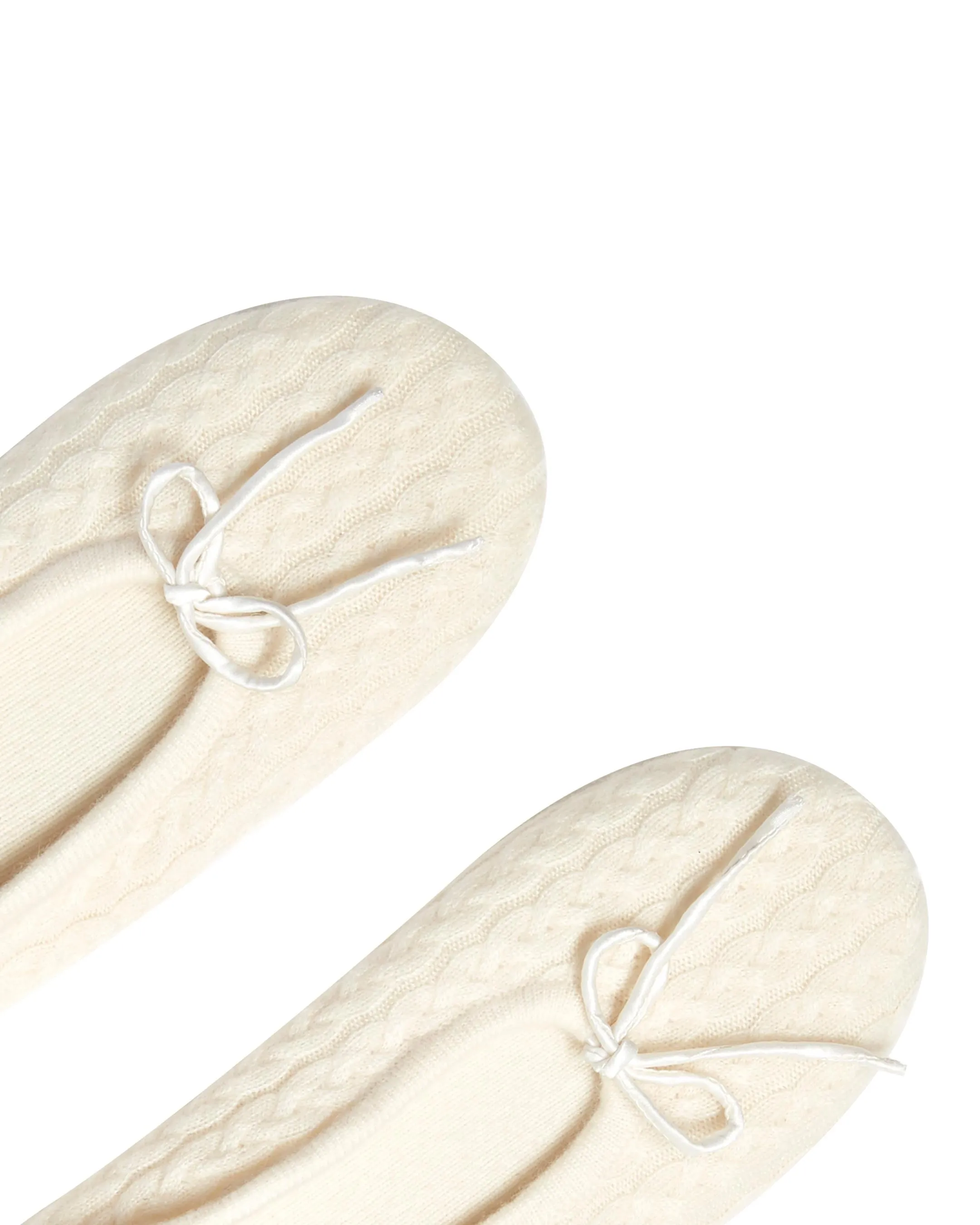 Women's Cable Cashmere Slippers New Ivory White