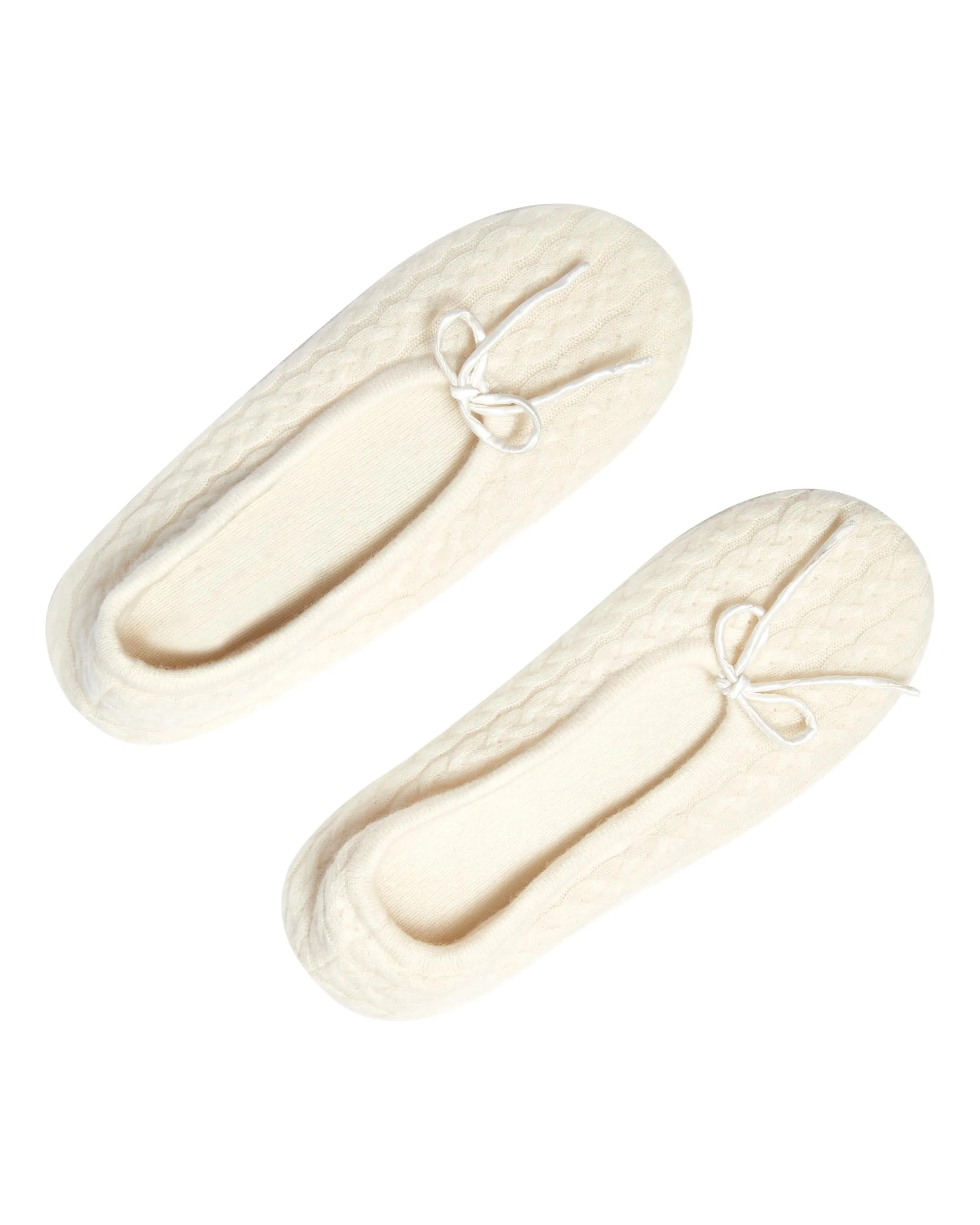 Women's Cable Cashmere Slippers New Ivory White